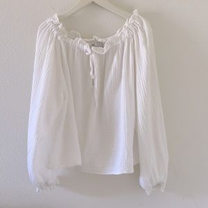 Zara white textured cotton airy top
